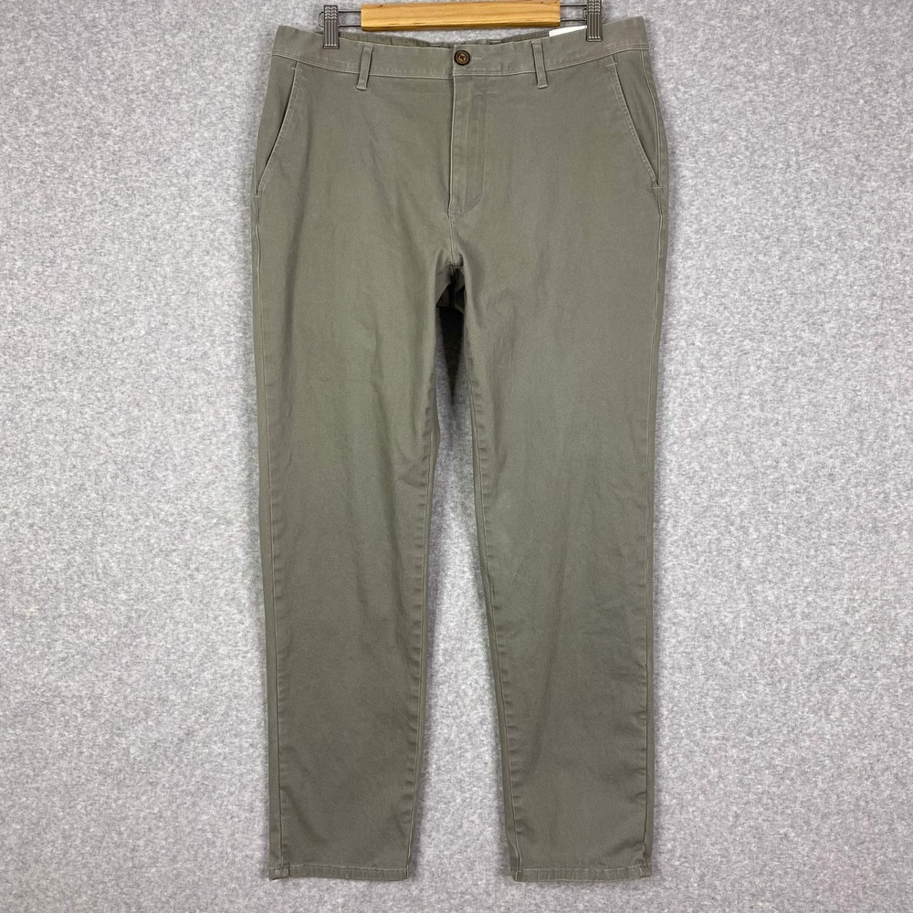 Mott & Bow Pants Mens 34x30 (34x28.5) Light Grey Twill Chino Charles